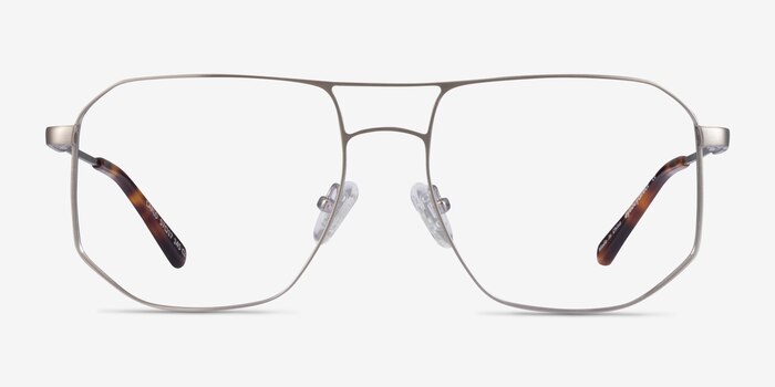 Carlo Brushed Silver Metal Eyeglass Frames from EyeBuyDirect