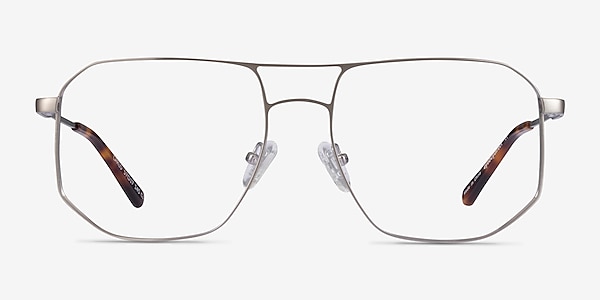 Carlo Brushed Silver Metal Eyeglass Frames
