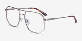 Carlo Brushed Silver Métal Montures de lunettes de vue d'EyeBuyDirect, Vue d'Angle