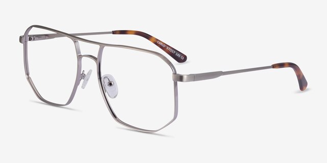 Carlo Brushed Silver MetalEyeglass Frames from EyeBuyDirect, Angle View