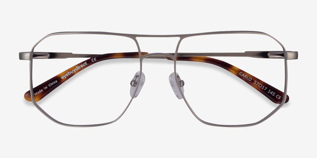 Carlo Brushed Silver MetalEyeglass Frames from EyeBuyDirect, Closed View