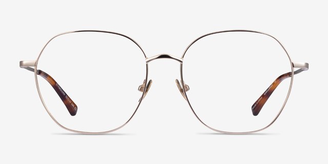 Etymology Light Gold MetalEyeglass Frames from EyeBuyDirect, Front View