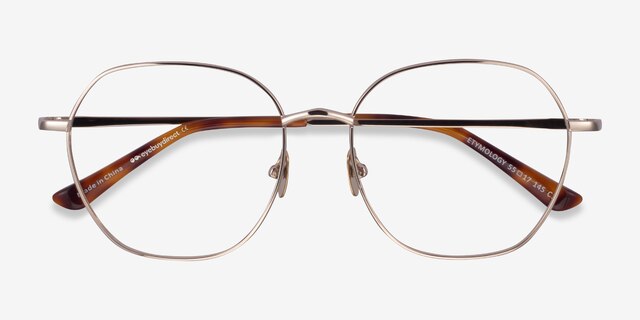 Etymology Light Gold MetalEyeglass Frames from EyeBuyDirect, Closed View