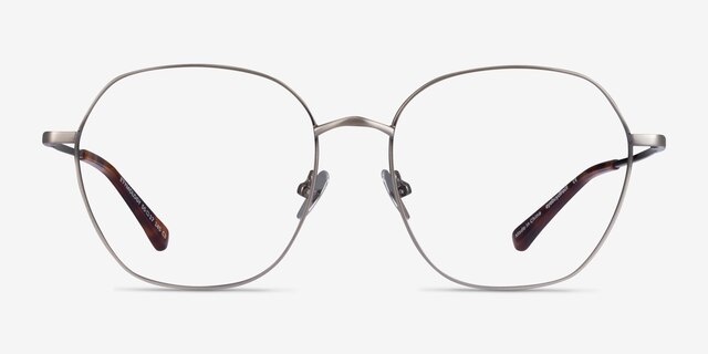 Etymology Brushed Gunmetal MetalEyeglass Frames from EyeBuyDirect, Front View