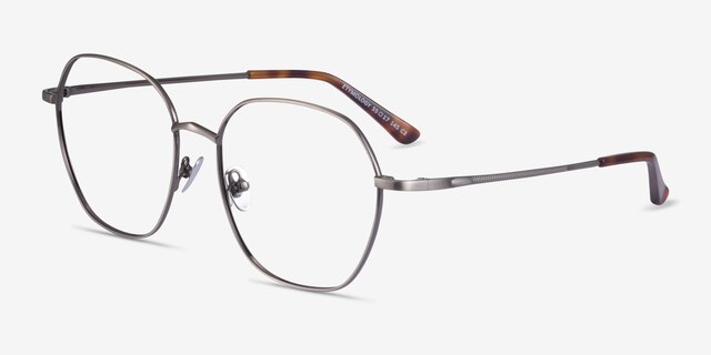 Etymology Brushed Gunmetal MetalEyeglass Frames from EyeBuyDirect, Angle View