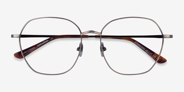 Etymology Brushed Gunmetal MetalEyeglass Frames from EyeBuyDirect, Closed View