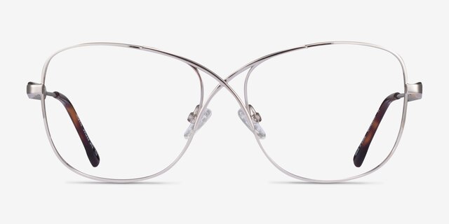 Movie Silver MetalEyeglass Frames from EyeBuyDirect, Front View