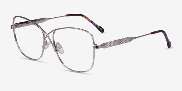 Movie Silver MetalEyeglass Frames from EyeBuyDirect, Angle View