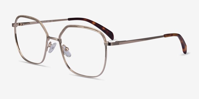 Chai Light Gold MetalEyeglass Frames from EyeBuyDirect, Angle View
