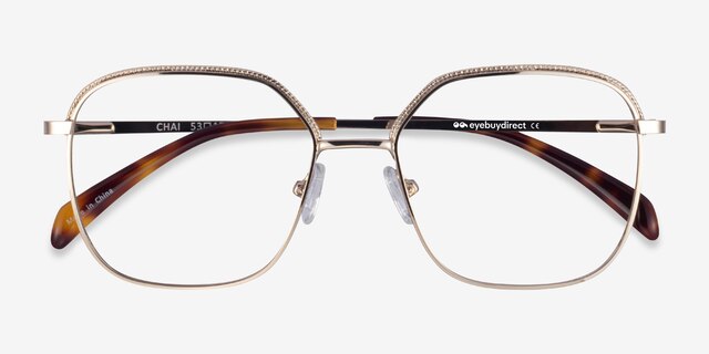 Chai Light Gold MetalEyeglass Frames from EyeBuyDirect, Closed View