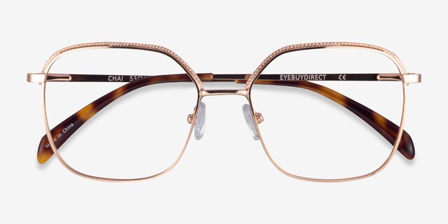 Chai Or rose MétalMontures de lunettes de vue d'EyeBuyDirect, Vue Rapprochée