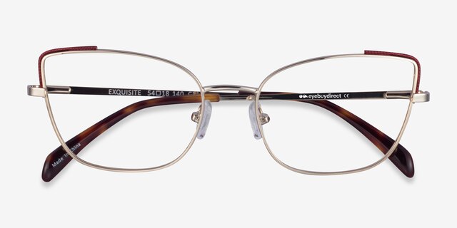 Exquisite Light Gold Burgundy MetalEyeglass Frames from EyeBuyDirect, Closed View