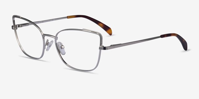 Exquisite Argenté MétalMontures de lunettes de vue d'EyeBuyDirect, Vue d'Angle