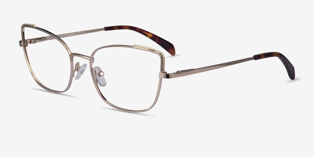 Exquisite Gold MetalEyeglass Frames from EyeBuyDirect, Angle View