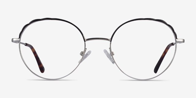 Cloud Silver Black MetalEyeglass Frames from EyeBuyDirect, Front View