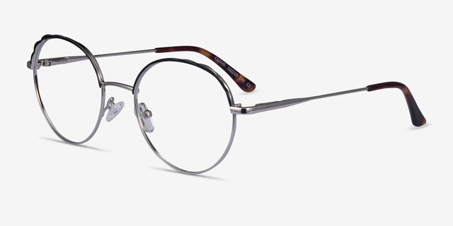 Cloud Silver Black MetalEyeglass Frames from EyeBuyDirect, Angle View