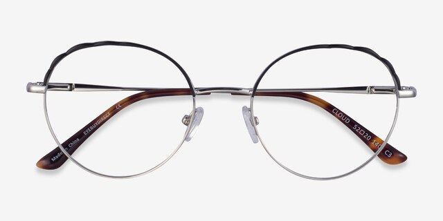 Cloud Silver Black MetalEyeglass Frames from EyeBuyDirect, Closed View