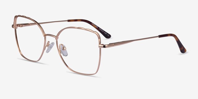 Rapture Rose Gold MetalEyeglass Frames from EyeBuyDirect, Angle View