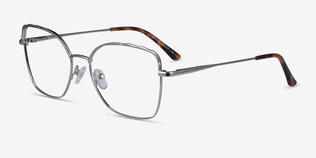 Rapture Silver MetalEyeglass Frames from EyeBuyDirect, Angle View
