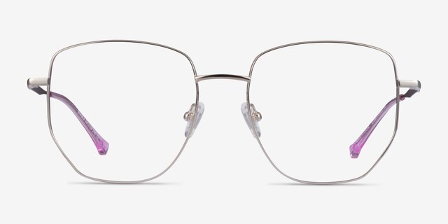 Nimble Silver & Purple MetalEyeglass Frames from EyeBuyDirect, Front View