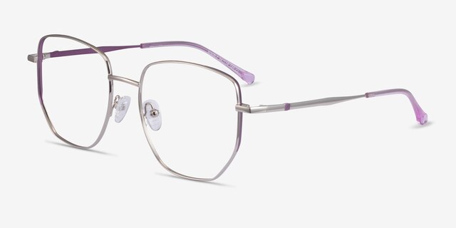 Nimble Silver & Purple MetalEyeglass Frames from EyeBuyDirect, Angle View