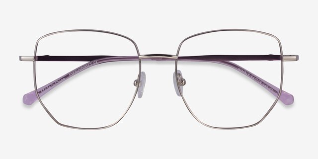 Nimble Silver & Purple MetalEyeglass Frames from EyeBuyDirect, Closed View