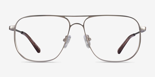 Dynamic Matte Silver MetalEyeglass Frames from EyeBuyDirect, Front View