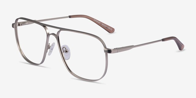 Dynamic Matte Silver MetalEyeglass Frames from EyeBuyDirect, Angle View