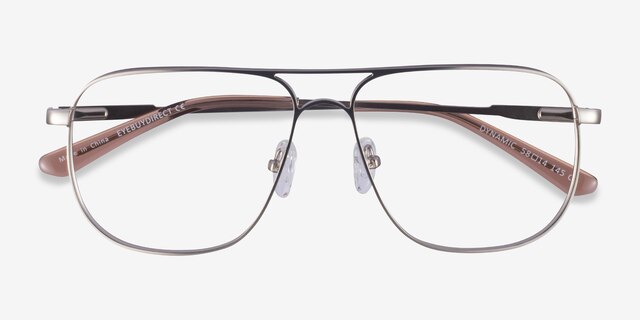 Dynamic Matte Silver MetalEyeglass Frames from EyeBuyDirect, Closed View