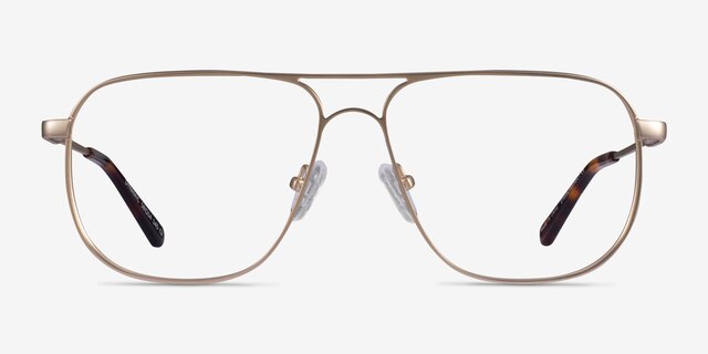 Dynamic Matte Gold MetalEyeglass Frames from EyeBuyDirect, Front View
