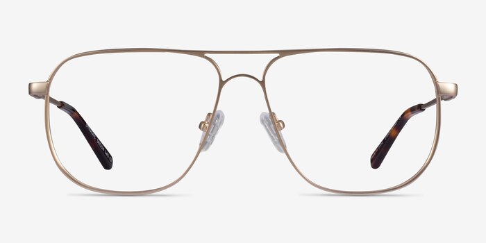 Dynamic Matte Gold Metal Eyeglass Frames from EyeBuyDirect