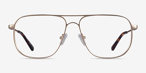 Dynamic Matte Gold Metal Eyeglass Frames