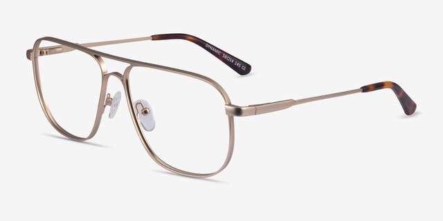 Dynamic Matte Gold MetalEyeglass Frames from EyeBuyDirect, Angle View