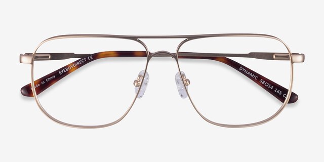 Dynamic Matte Gold MetalEyeglass Frames from EyeBuyDirect, Closed View