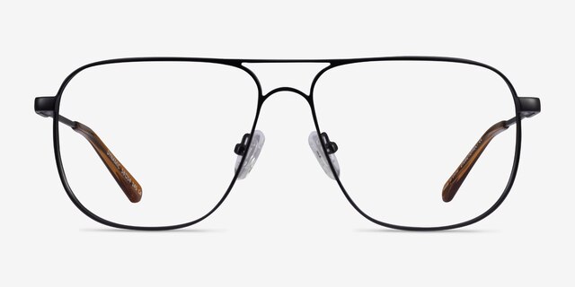 Dynamic Matte Black MetalEyeglass Frames from EyeBuyDirect, Front View