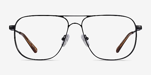 Dynamic Matte Black Metal Eyeglass Frames