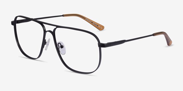 Dynamic Matte Black MetalEyeglass Frames from EyeBuyDirect, Angle View