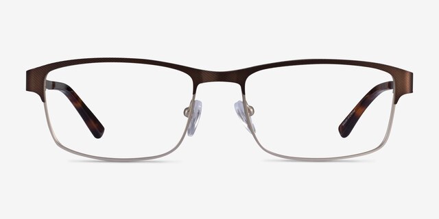 Quest Bronze Silver MetalEyeglass Frames from EyeBuyDirect, Front View