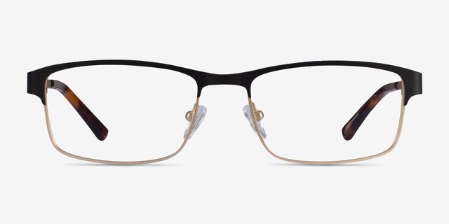 Quest Black Gold MetalEyeglass Frames from EyeBuyDirect, Front View