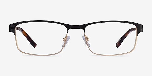 Quest Black Gold Metal Eyeglass Frames