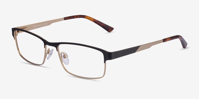 Quest Black Gold MetalEyeglass Frames from EyeBuyDirect, Angle View
