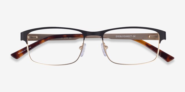 Quest Black Gold MetalEyeglass Frames from EyeBuyDirect, Closed View