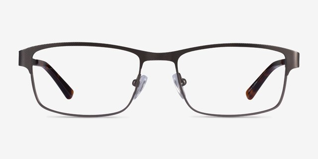 Quest Gunmetal MetalEyeglass Frames from EyeBuyDirect, Front View