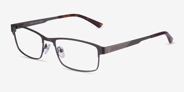 Quest Gunmetal MetalEyeglass Frames from EyeBuyDirect, Angle View