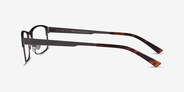Quest Gunmetal MetalEyeglass Frames from EyeBuyDirect, Side View