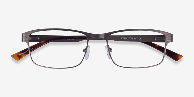 Quest Gunmetal MetalEyeglass Frames from EyeBuyDirect, Closed View