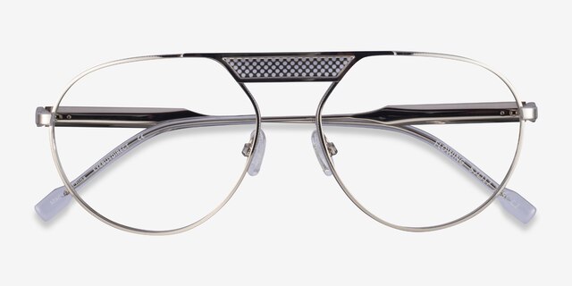 Flowing Silver MetalEyeglass Frames from EyeBuyDirect, Closed View