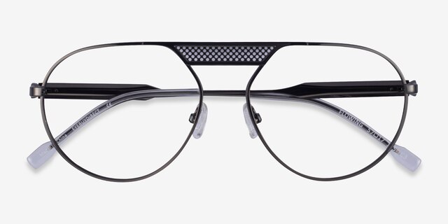 Flowing Gunmetal MetalEyeglass Frames from EyeBuyDirect, Closed View