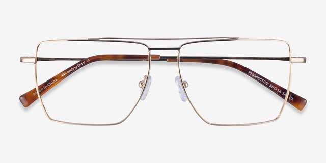 Perspective Gold MetalEyeglass Frames from EyeBuyDirect, Closed View