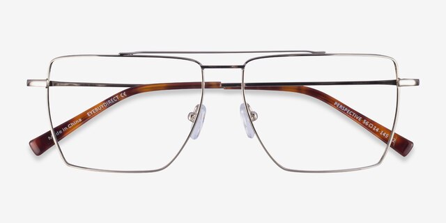 Perspective Silver MetalEyeglass Frames from EyeBuyDirect, Closed View